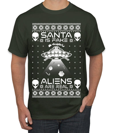 Santa Is Fake Aliens Are Real Ugly Christmas Sweater Men's T-Shirt