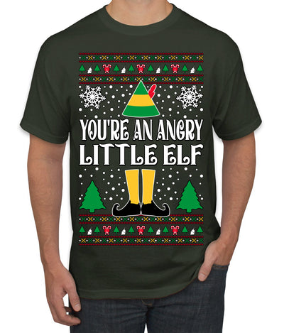 You're An Angry Little Elf Christmas Movie Quote  Ugly Christmas Sweater Men's T-Shirt