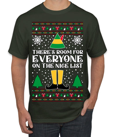 Room For Everyone On The Nice List Christmas Movie Quote  Ugly Christmas Sweater Men's T-Shirt