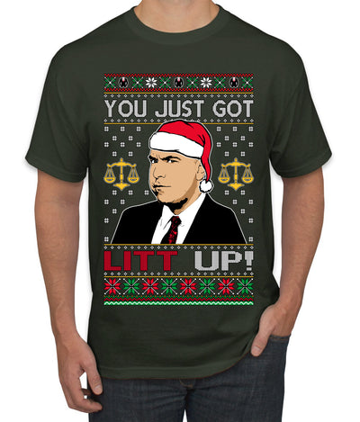 Just Got Litt Up Louis Tv Show Parody Ugly Christmas Sweater Men's T-Shirt