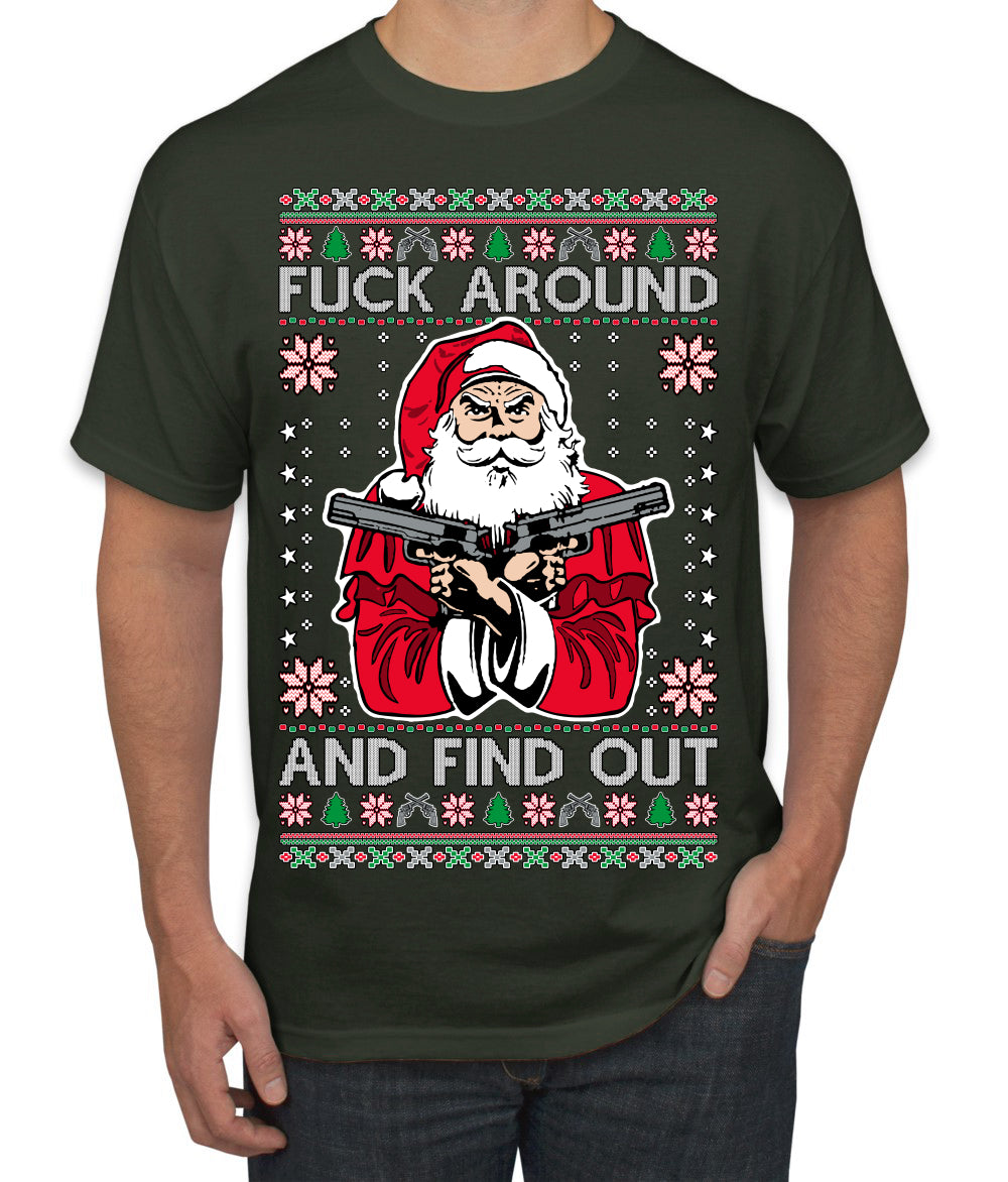 F Around And Find Out Santa Ugly Christmas Sweater Men's T-Shirt