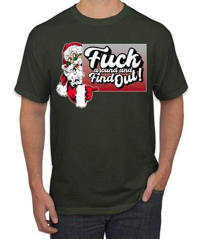 F Around And Find Out Santa Sign Ugly Christmas Sweater Men's T-Shirt
