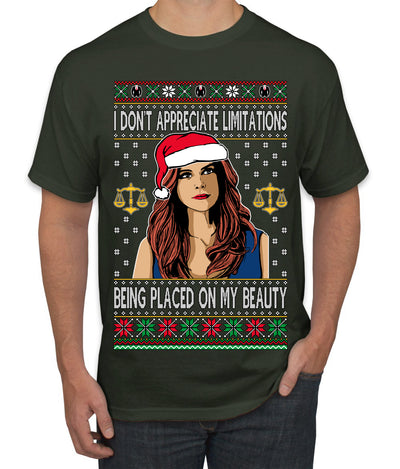 Don't Appreciate Limitations Being Placed Donna TV Show Parody Ugly Christmas Sweater Men's T-Shirt