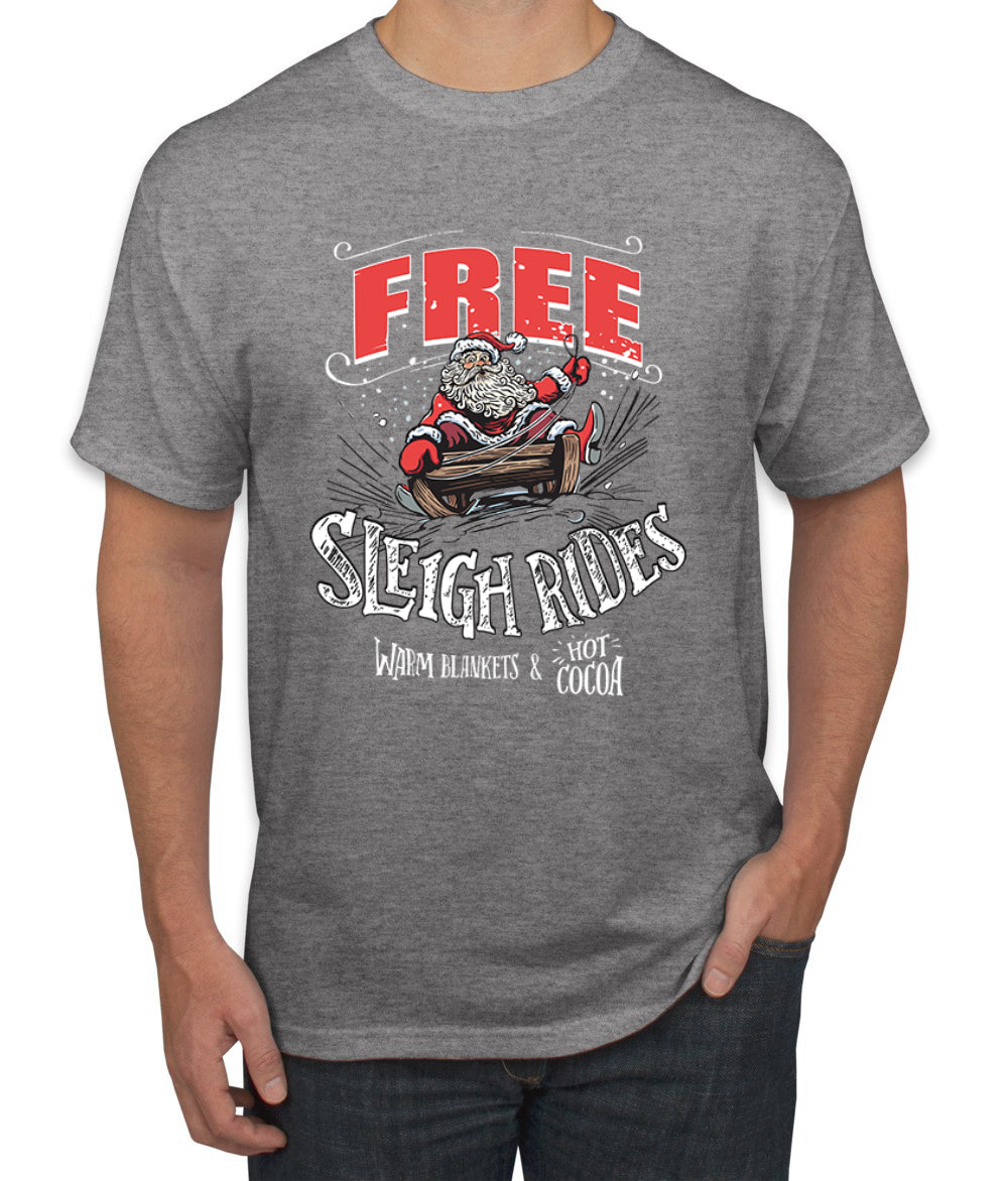 Free Sleigh Rides Warm Blankets & Hot Cocoa Christmas Men's Graphic T-Shirt