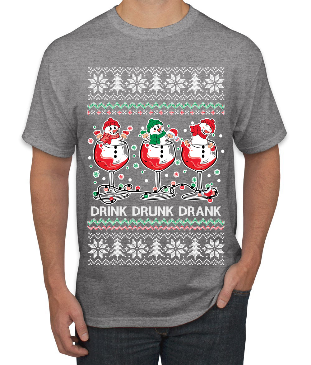 Holiday Spirits Drink Drank Drunk Snowmen Ugly Christmas Sweater Men's T-Shirt