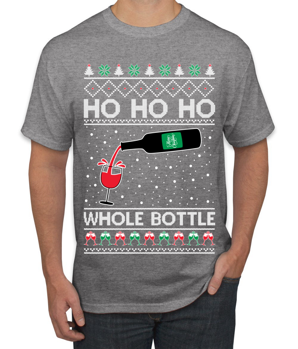 Ho Ho Ho Whole Bottle Wine Spirits Ugly Christmas Sweater Men's T-Shirt