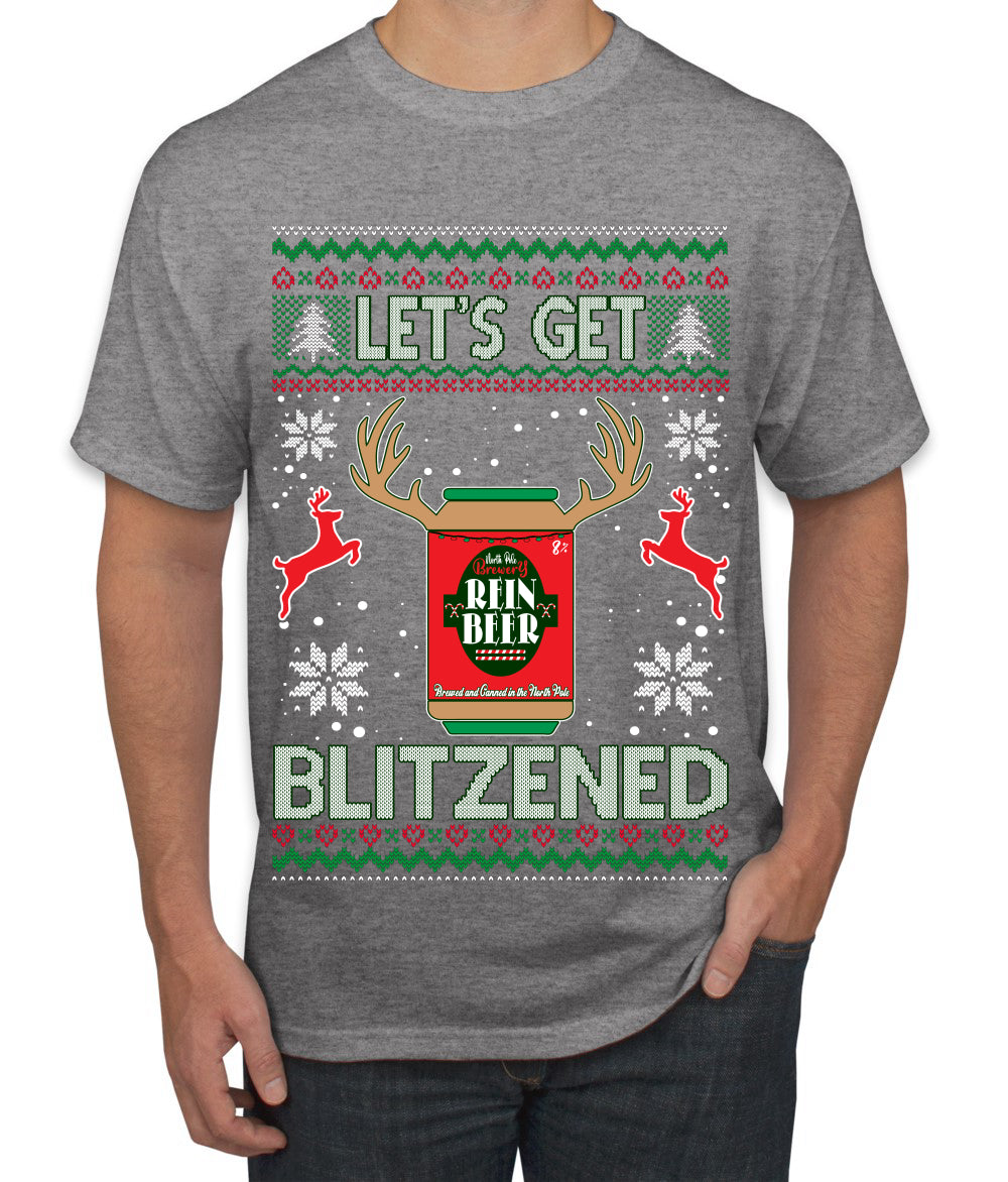 Let's Get Blitzened Rein Beer Ugly Christmas Sweater Men's Graphic T-Shirt