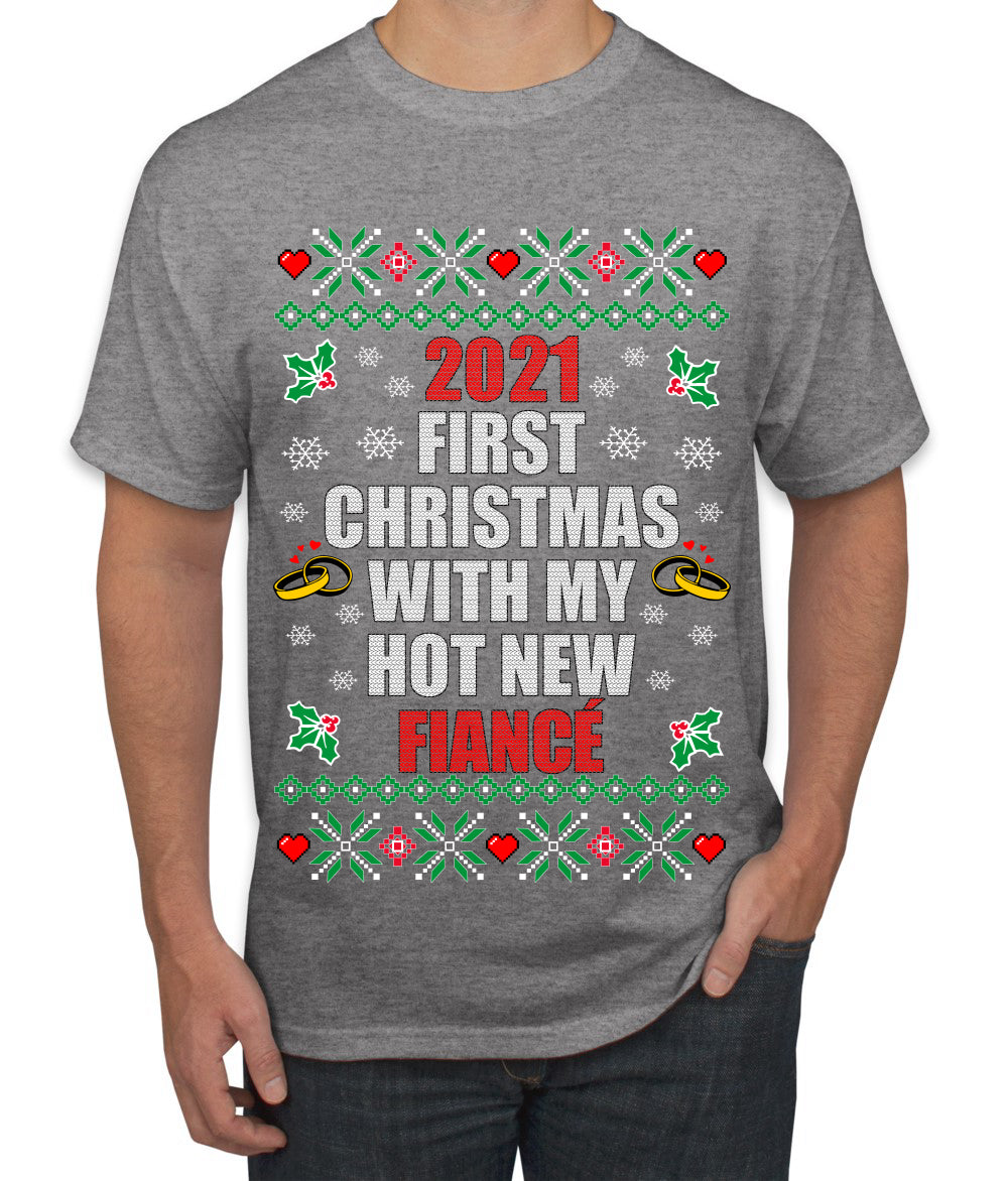 First Christmas With My Hot New Fiance Ugly Christmas Sweater Men's Graphic T-Shirt