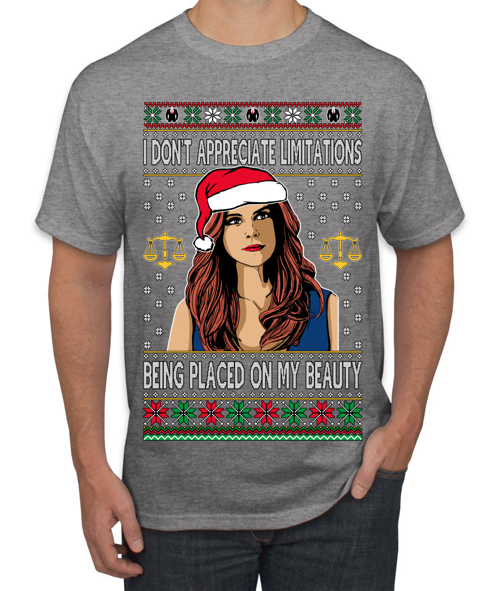 Don't Appreciate Limitations Being Placed Donna TV Show Parody Ugly Christmas Sweater Men's T-Shirt