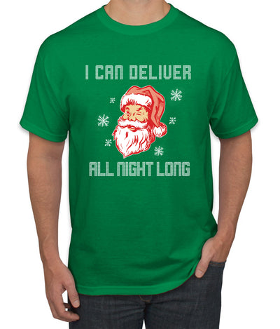 I Can Deliver All Night Long Santa Winking Christmas Men's Graphic T-Shirt