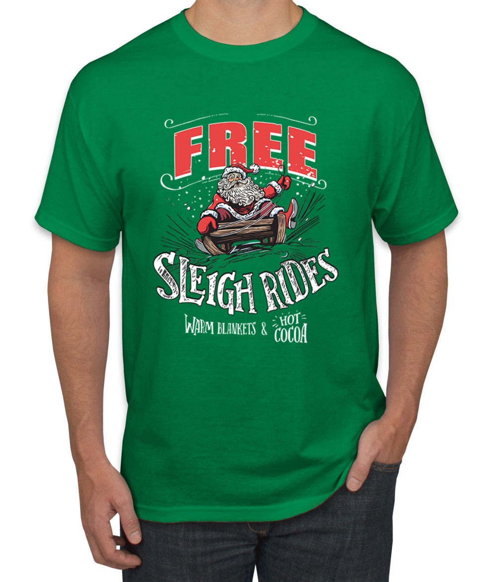 Free Sleigh Rides Warm Blankets & Hot Cocoa Christmas Men's Graphic T-Shirt