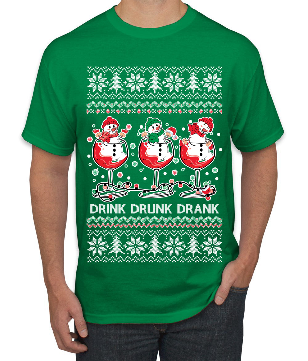 Holiday Spirits Drink Drank Drunk Snowmen Ugly Christmas Sweater Men's T-Shirt