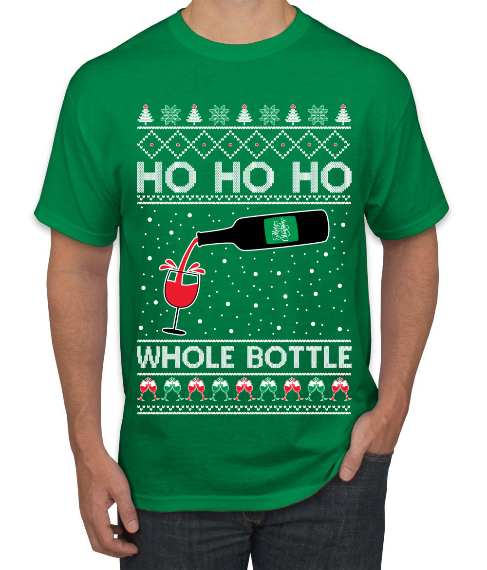 Ho Ho Ho Whole Bottle Wine Spirits Ugly Christmas Sweater Men's T-Shirt