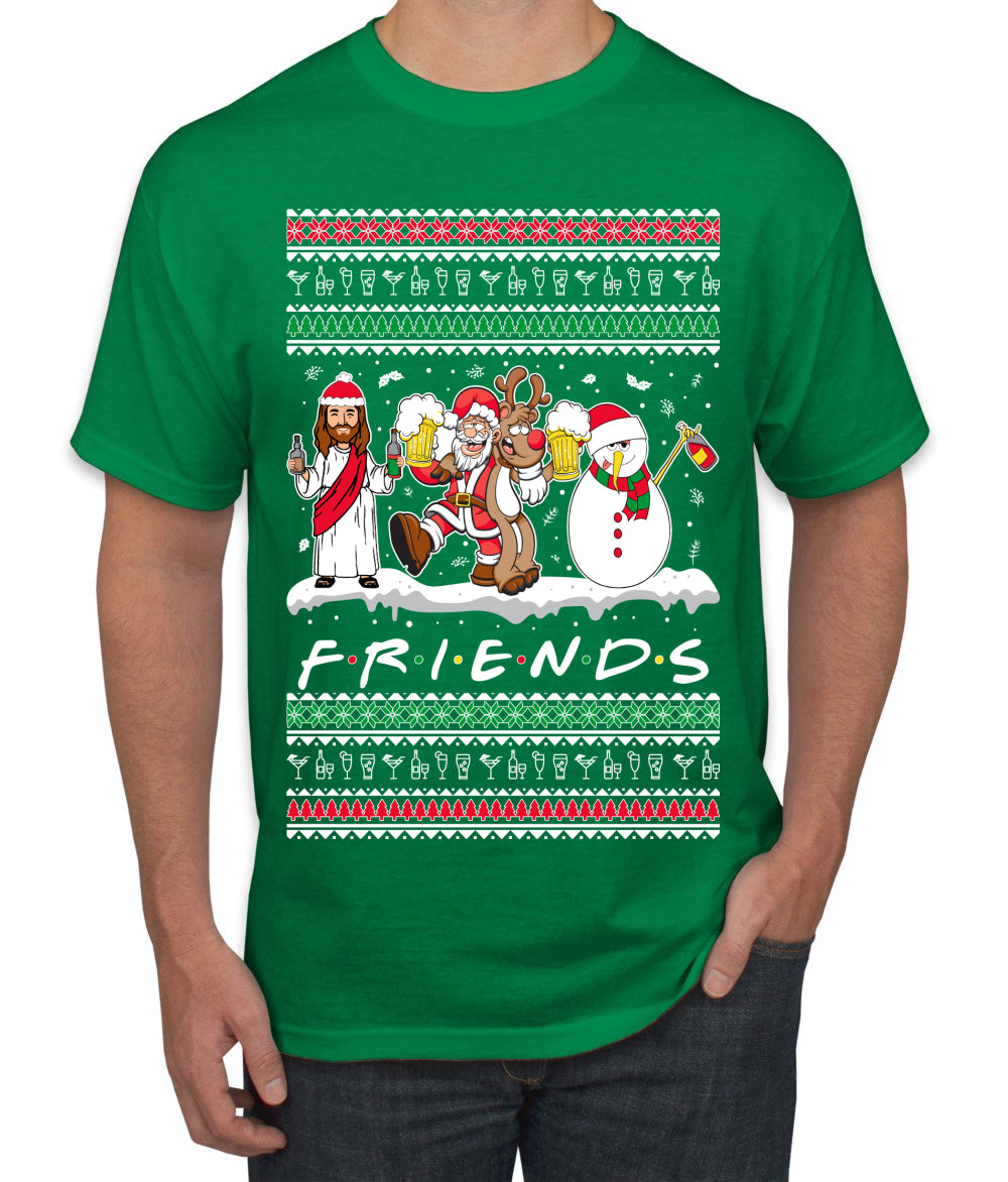 Santa Friends TV Parody Funny Characters Ugly Christmas Sweater Men's Graphic T-Shirt