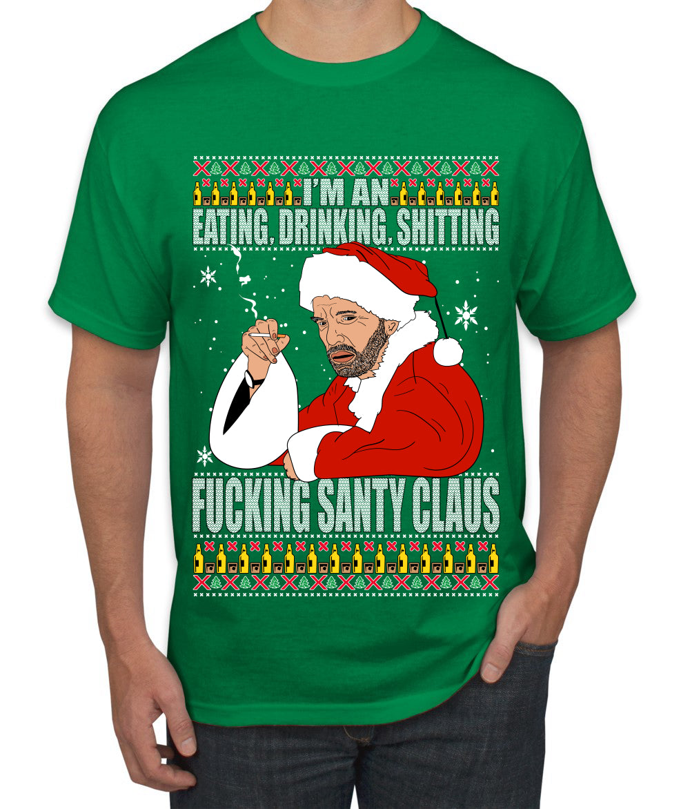 Bad Santa Fucking Santy Claus Ugly Christmas Sweater Men's Graphic T-Shirt
