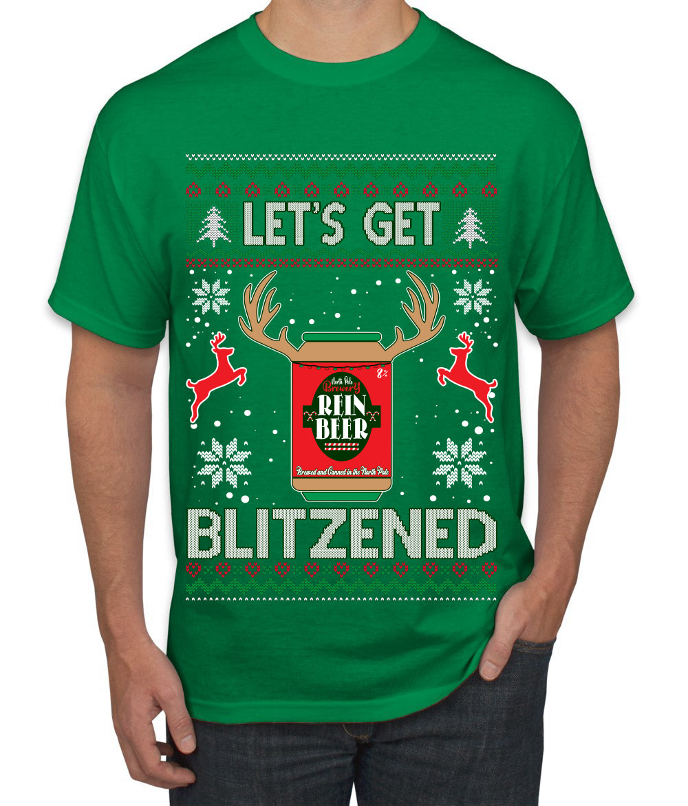 Let's Get Blitzened Rein Beer Ugly Christmas Sweater Men's Graphic T-Shirt