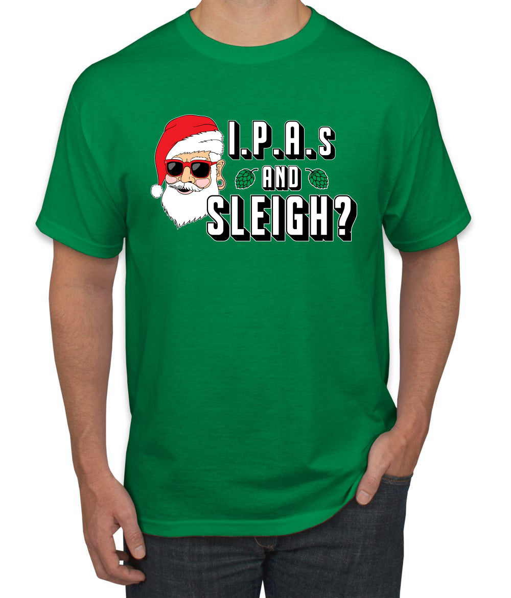 Hipster Santa IPAs and Sleigh? Christmas Men's Graphic T-Shirt