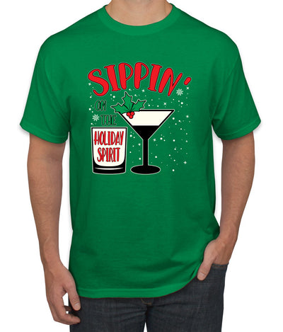 Sippin' On The Holiday Spirit Christmas Men's Graphic T-Shirt