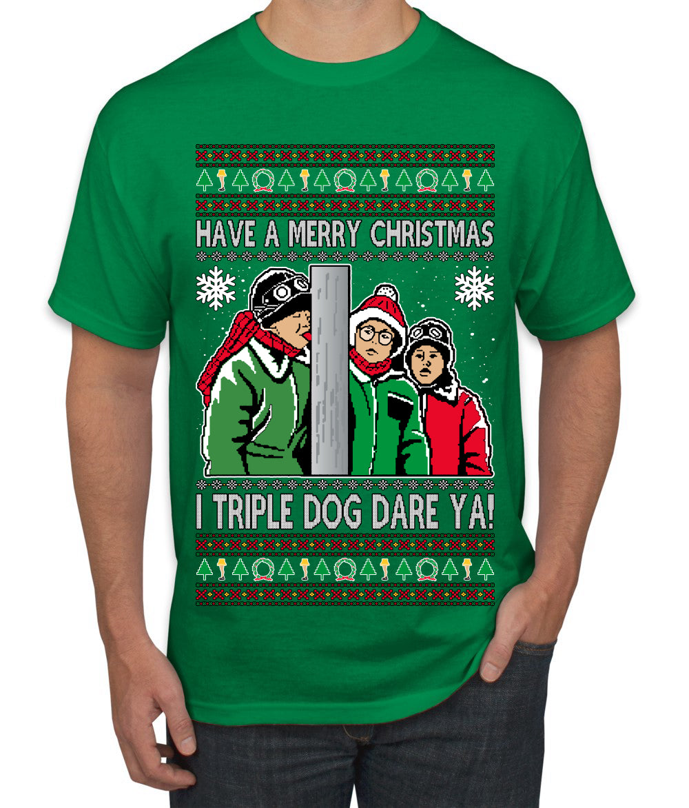 I Triple Dog Dare Ya Merry Story Ugly Christmas Sweater Men's T-Shirt