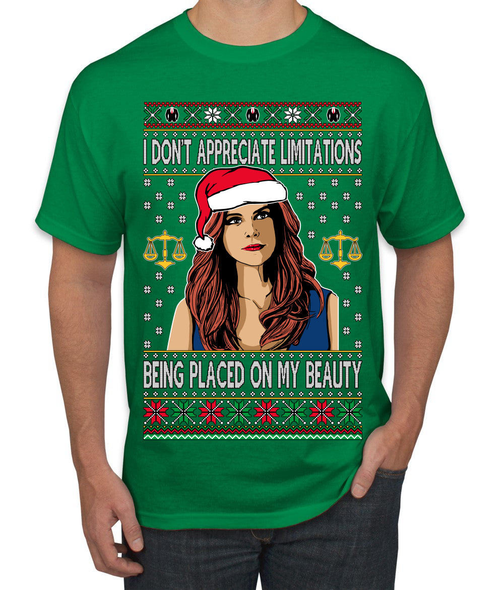 Don't Appreciate Limitations Being Placed Donna TV Show Parody Ugly Christmas Sweater Men's T-Shirt