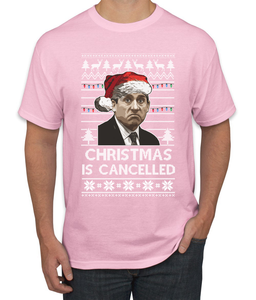 Christmas Is Cancelled Michael Scott Office Ugly Christmas Sweater Men's Graphic T-Shirt
