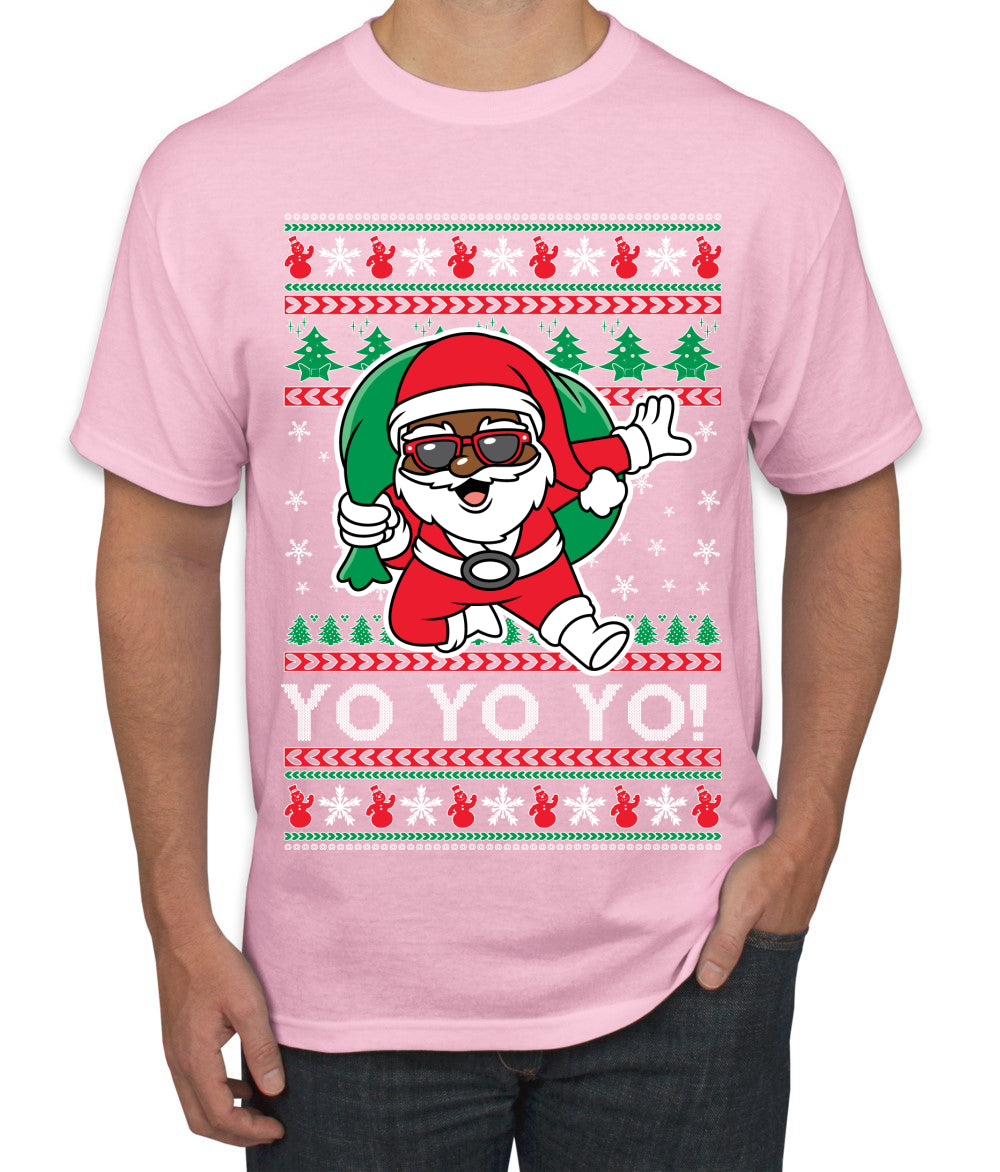 Yo Yo Yo Black Santa Ugly Christmas Sweater Men's T-Shirt