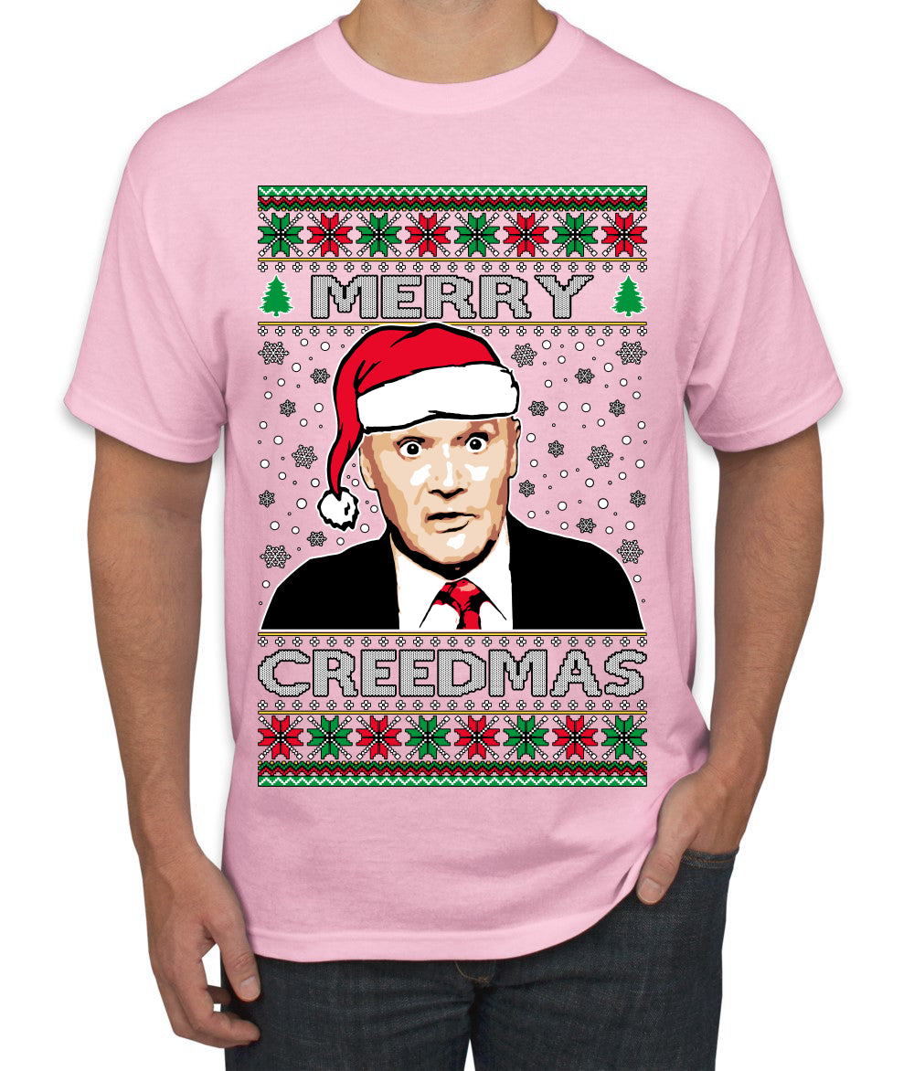 Merry Creedmas Office Humor TV  Ugly Christmas Sweater Men's T-Shirt