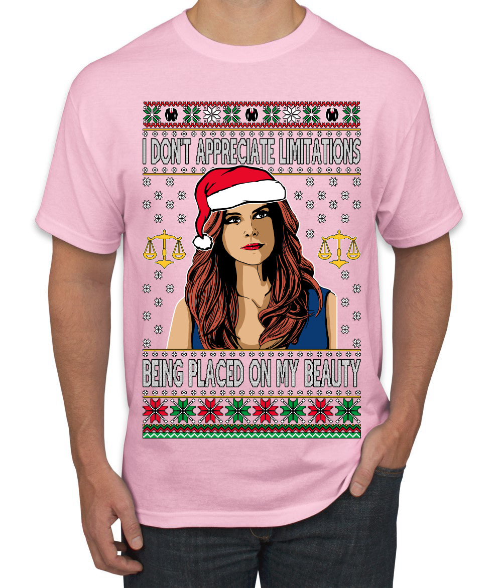 Don't Appreciate Limitations Being Placed Donna TV Show Parody Ugly Christmas Sweater Men's T-Shirt