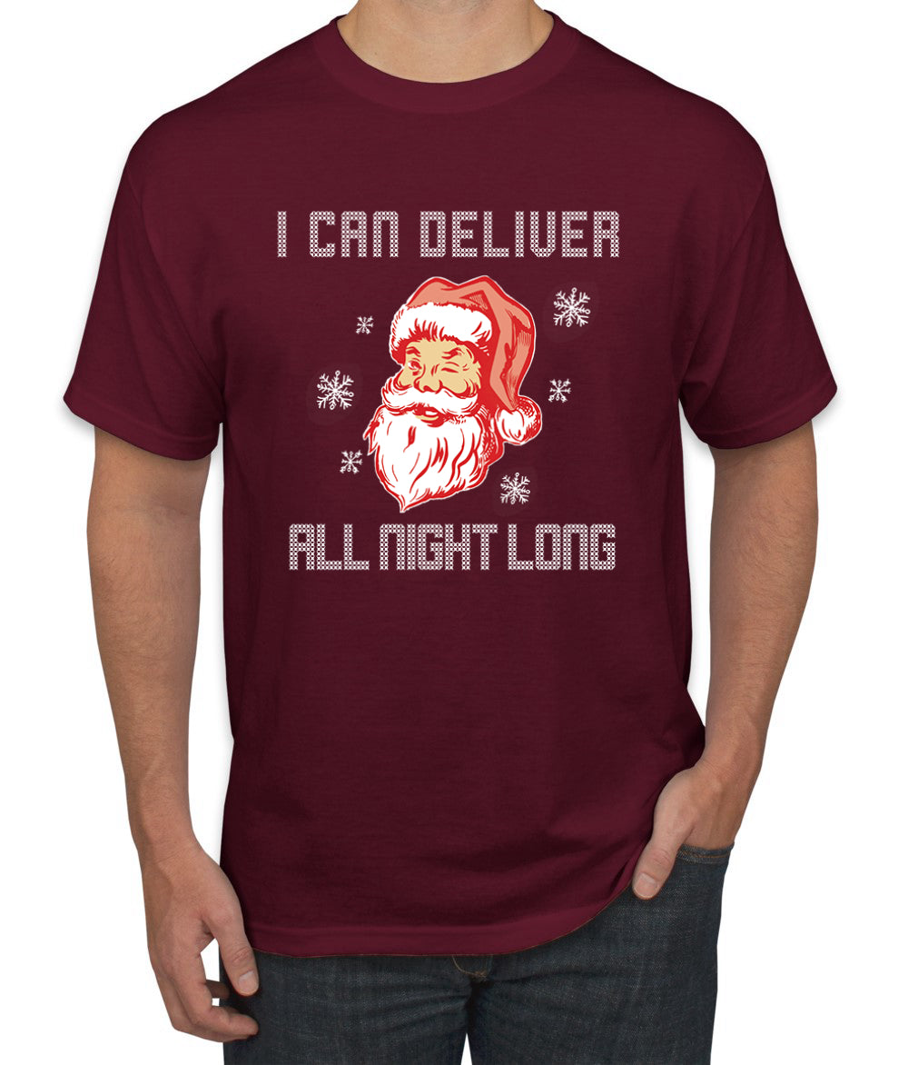 I Can Deliver All Night Long Santa Winking Christmas Men's Graphic T-Shirt