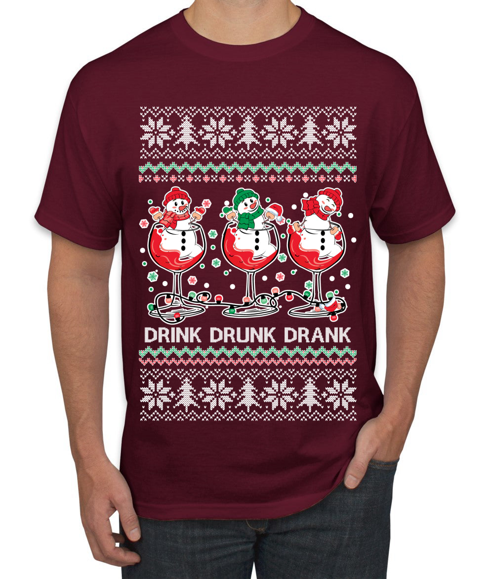 Holiday Spirits Drink Drank Drunk Snowmen Ugly Christmas Sweater Men's T-Shirt