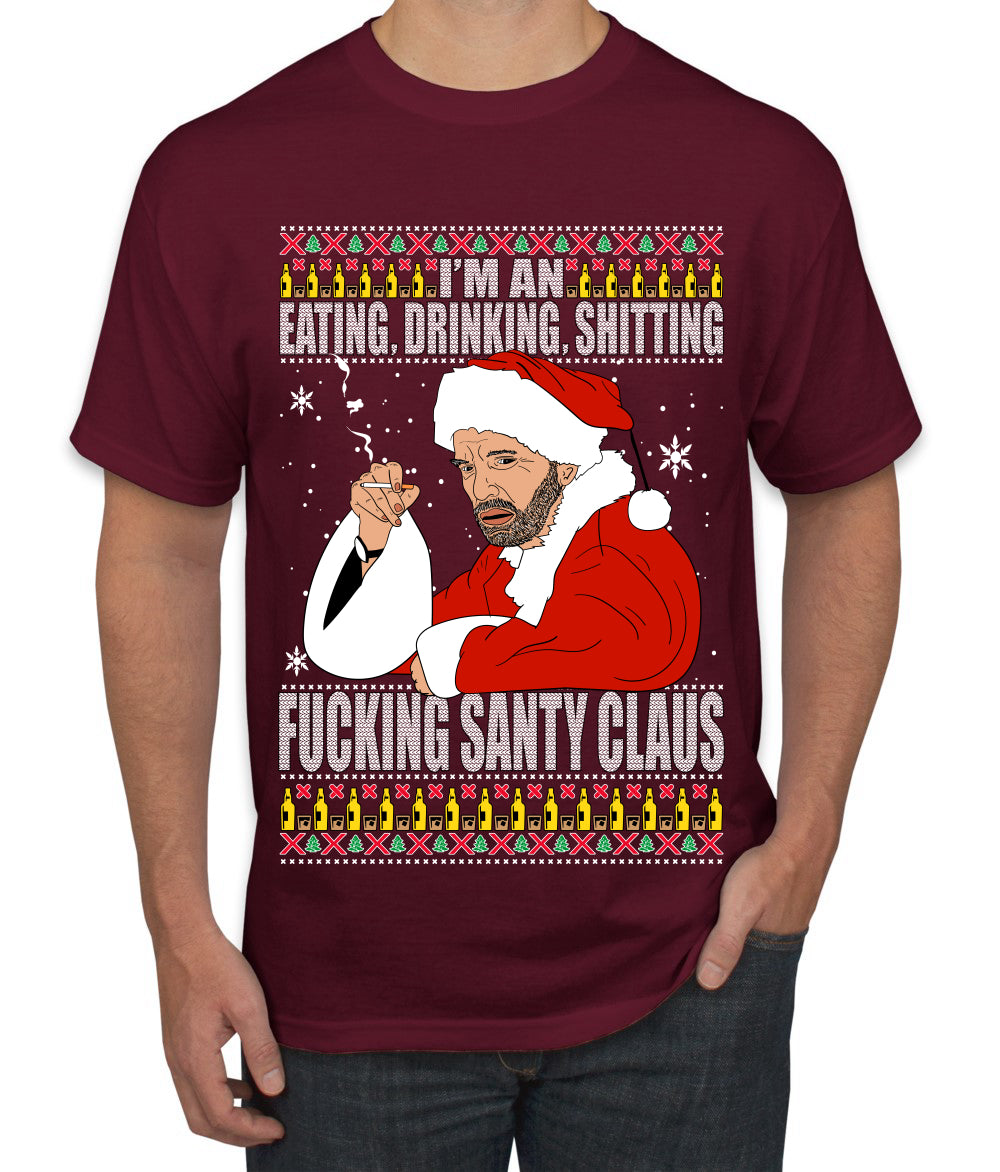 Bad Santa Fucking Santy Claus Ugly Christmas Sweater Men's Graphic T-Shirt