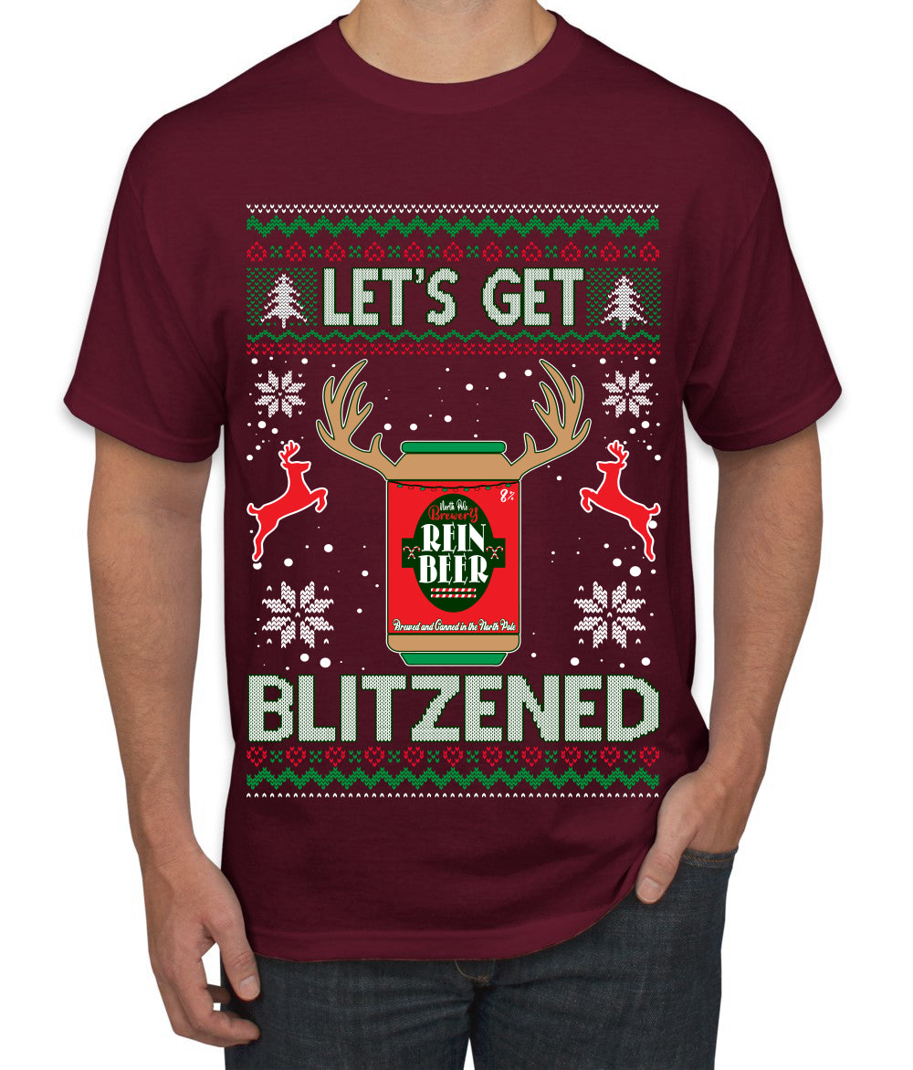 Let's Get Blitzened Rein Beer Ugly Christmas Sweater Men's Graphic T-Shirt
