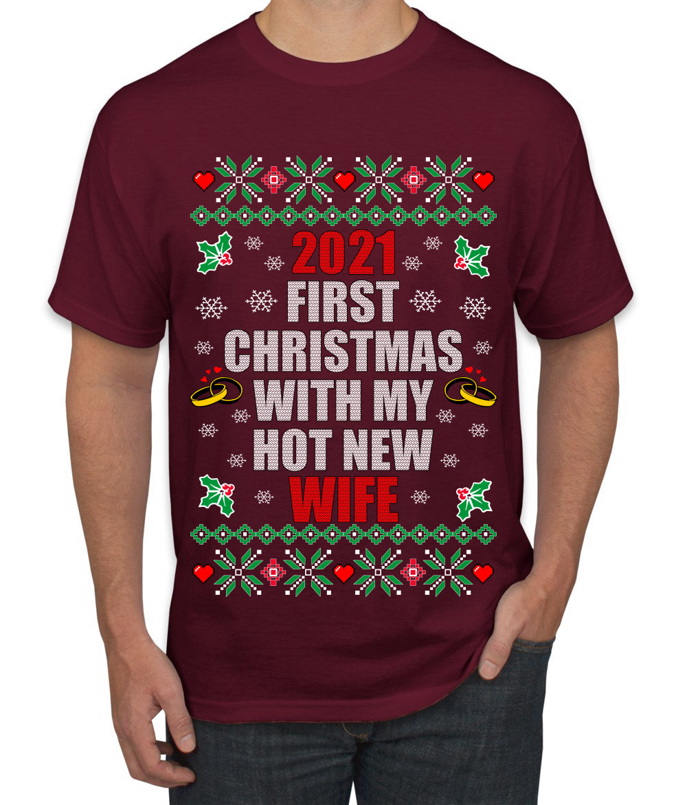 First Christmas With My Hot New Wife Ugly Christmas Sweater Men's Graphic T-Shirt