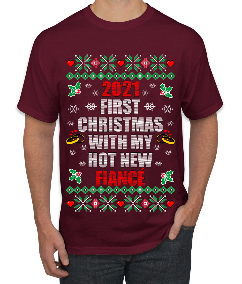 First Christmas With My Hot New Fiance Ugly Christmas Sweater Men's Graphic T-Shirt