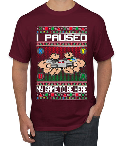 I Paused My Game To Be Here Ugly Christmas Sweater Men's Graphic T-Shirt