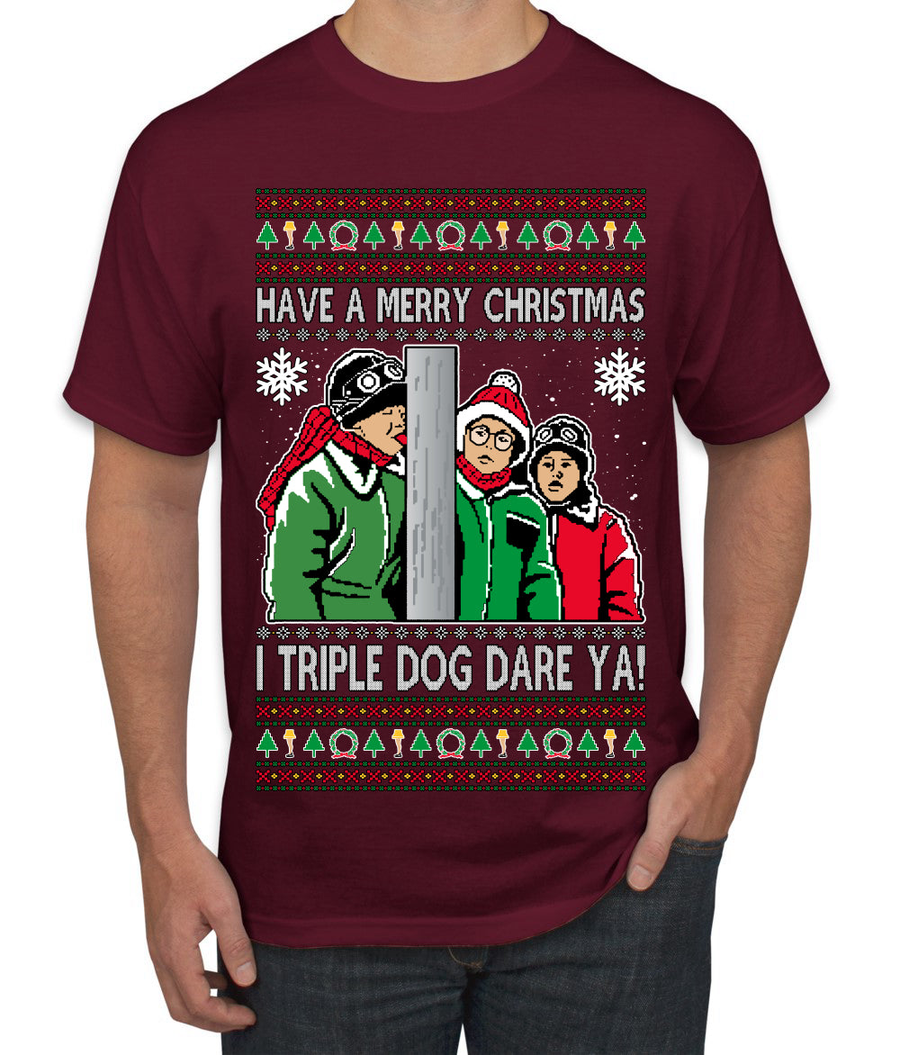 I Triple Dog Dare Ya Merry Story Ugly Christmas Sweater Men's T-Shirt