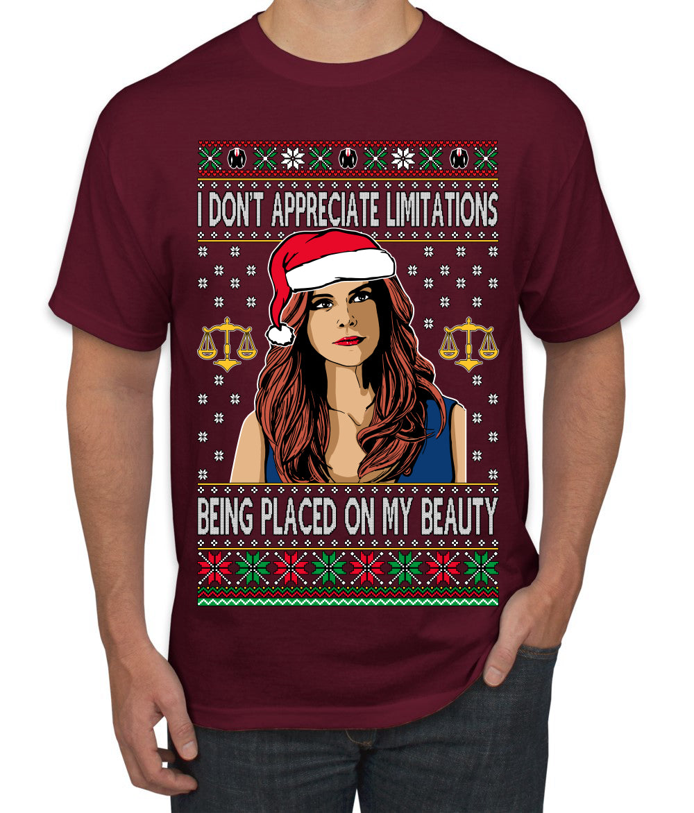Don't Appreciate Limitations Being Placed Donna TV Show Parody Ugly Christmas Sweater Men's T-Shirt