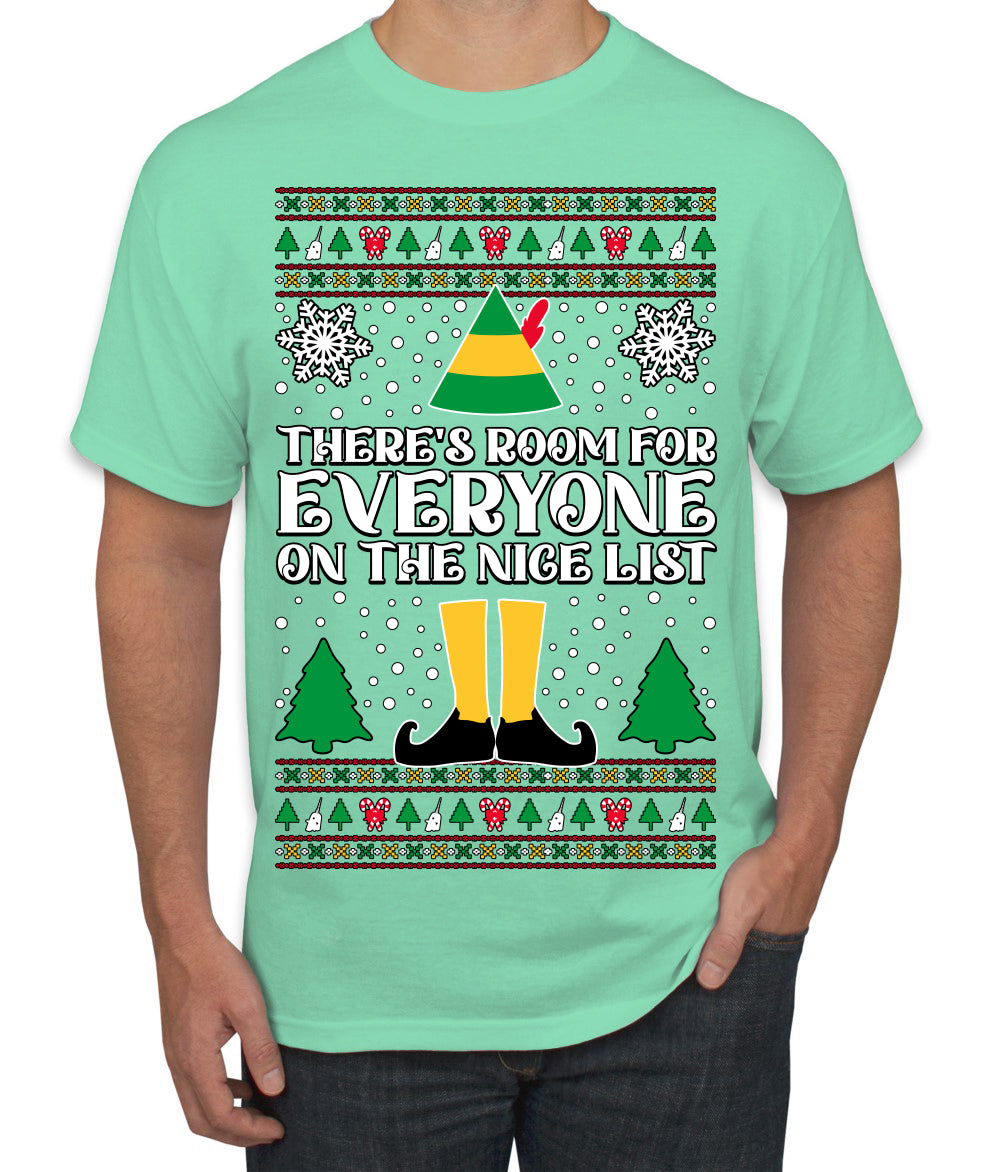 Room For Everyone On The Nice List Christmas Movie Quote  Ugly Christmas Sweater Men's T-Shirt