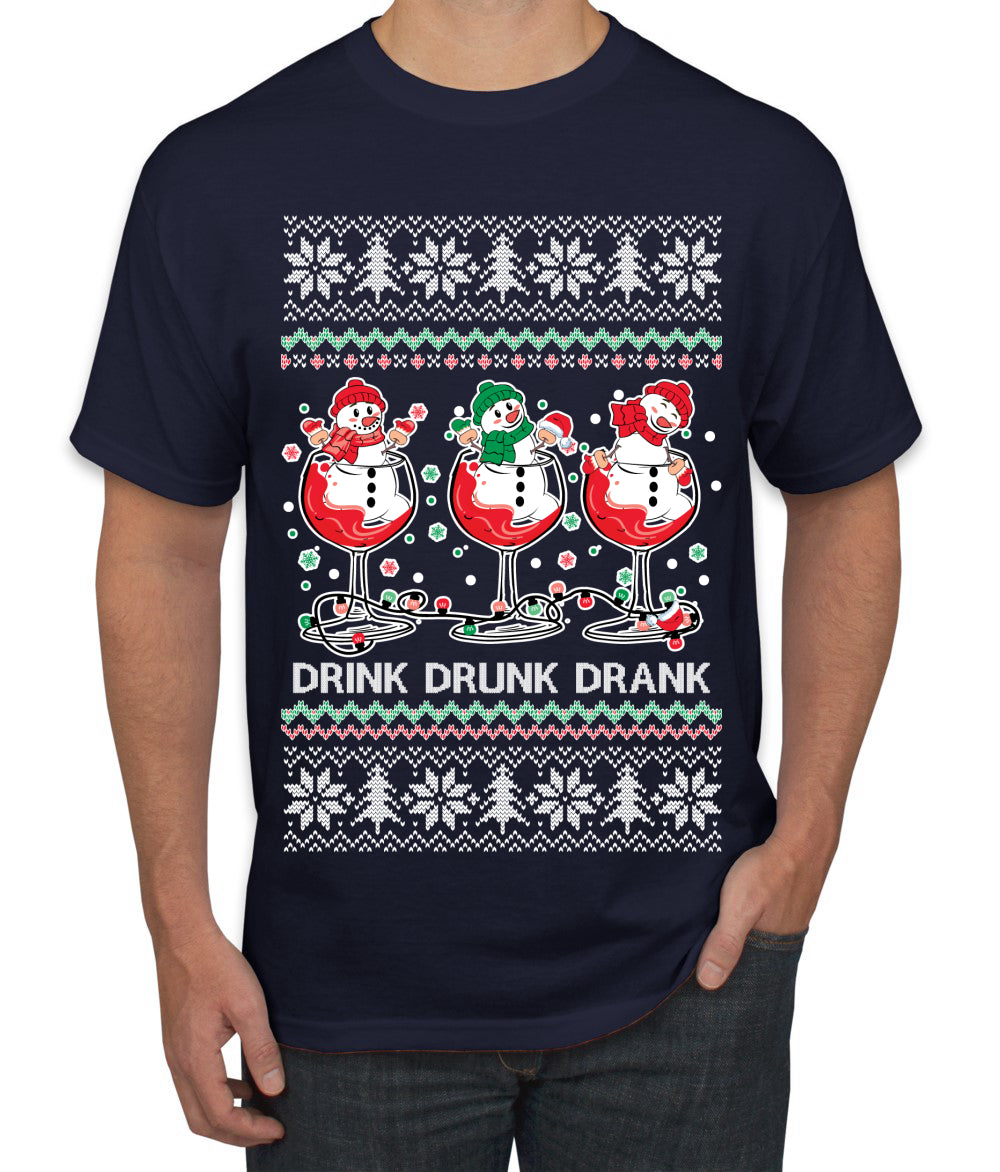 Holiday Spirits Drink Drank Drunk Snowmen Ugly Christmas Sweater Men's T-Shirt