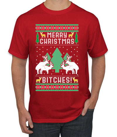 Merry Christmas Bitches Ugly Christmas Sweater Men's Graphic T-Shirt