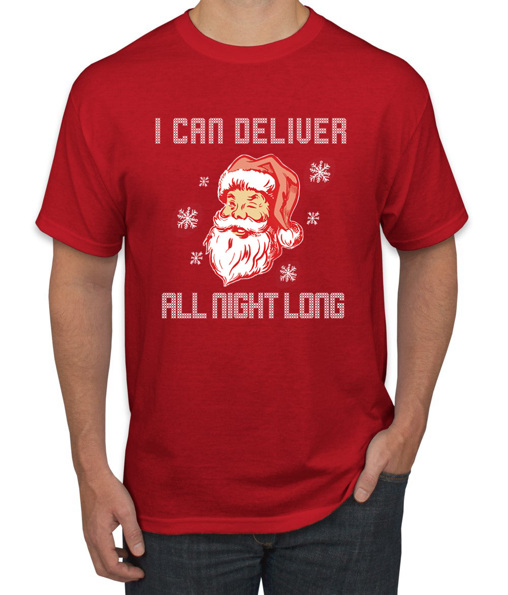 I Can Deliver All Night Long Santa Winking Christmas Men's Graphic T-Shirt