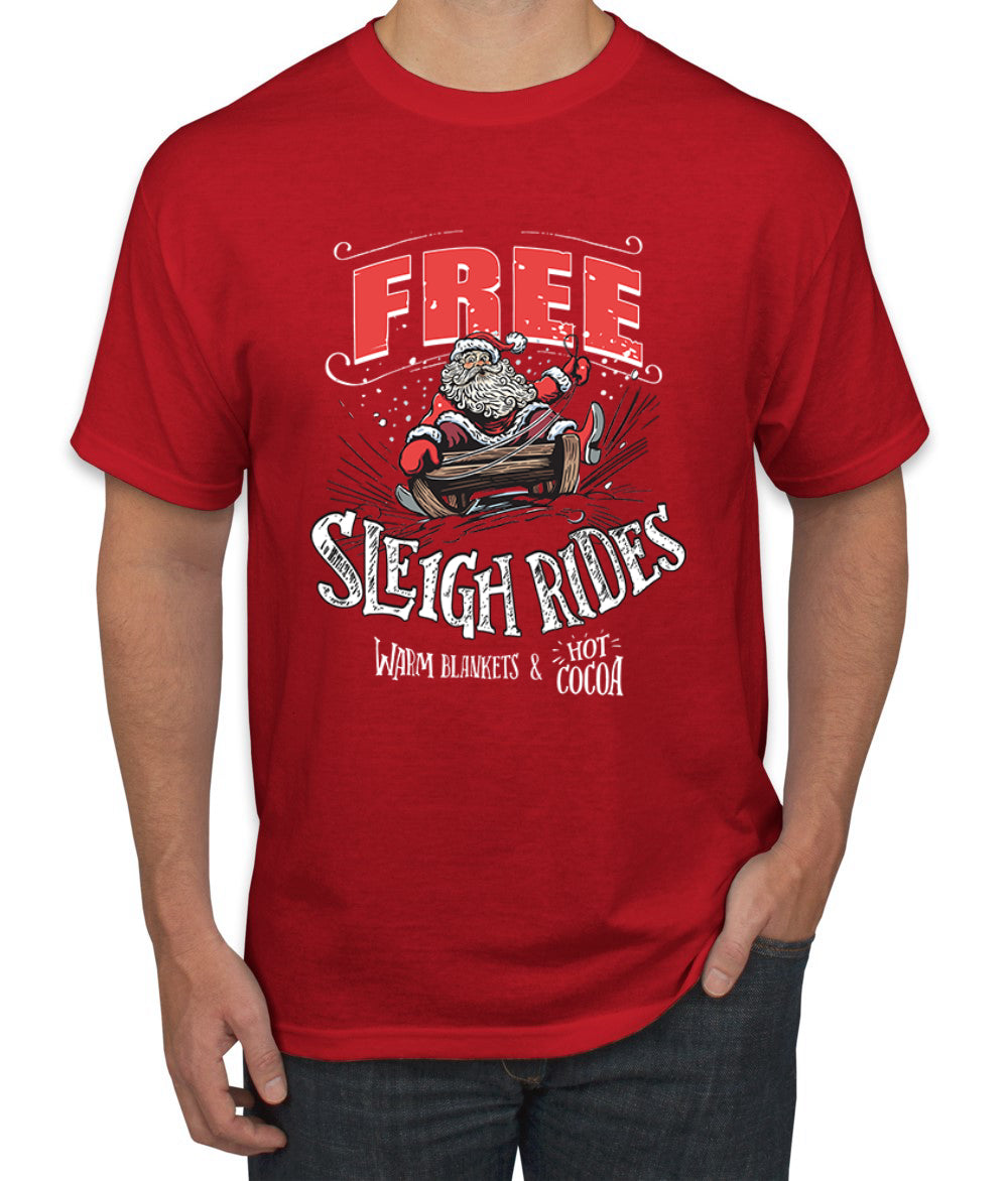 Free Sleigh Rides Warm Blankets & Hot Cocoa Christmas Men's Graphic T-Shirt