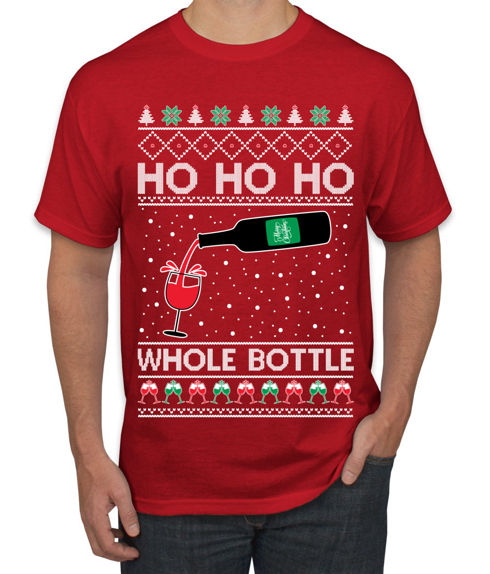 Ho Ho Ho Whole Bottle Wine Spirits Ugly Christmas Sweater Men's T-Shirt