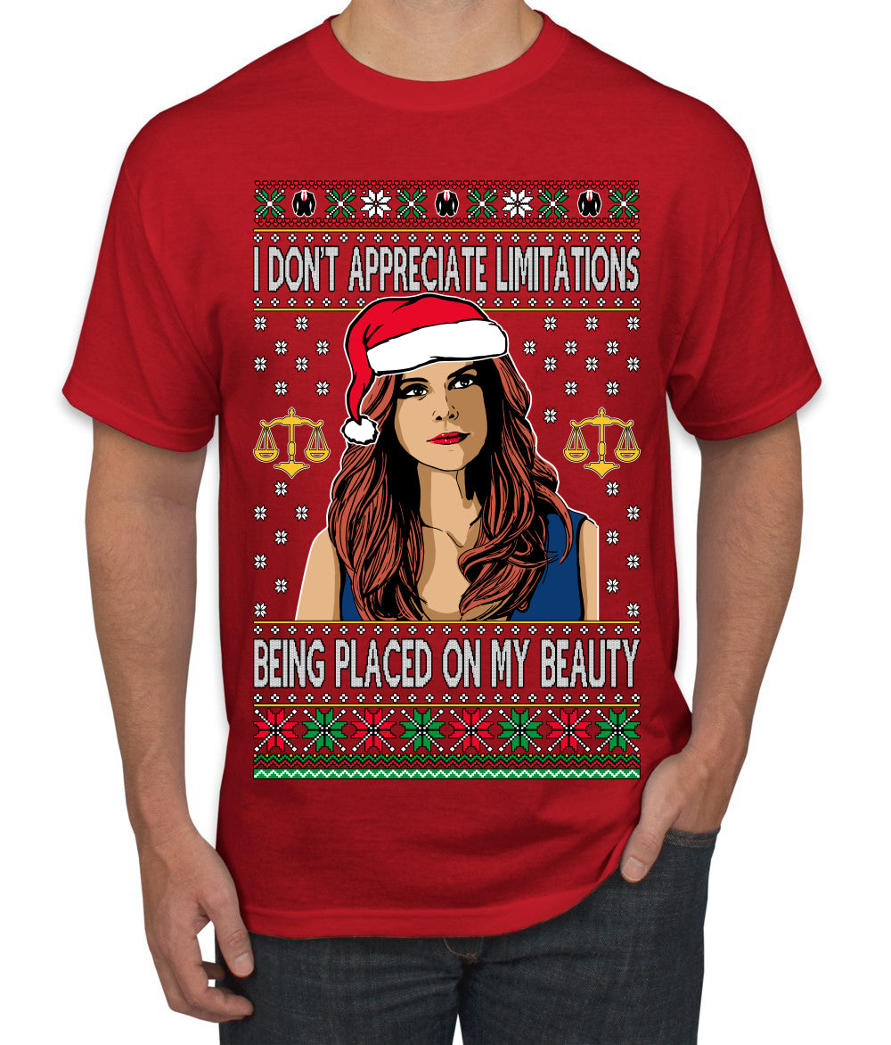 Don't Appreciate Limitations Being Placed Donna TV Show Parody Ugly Christmas Sweater Men's T-Shirt