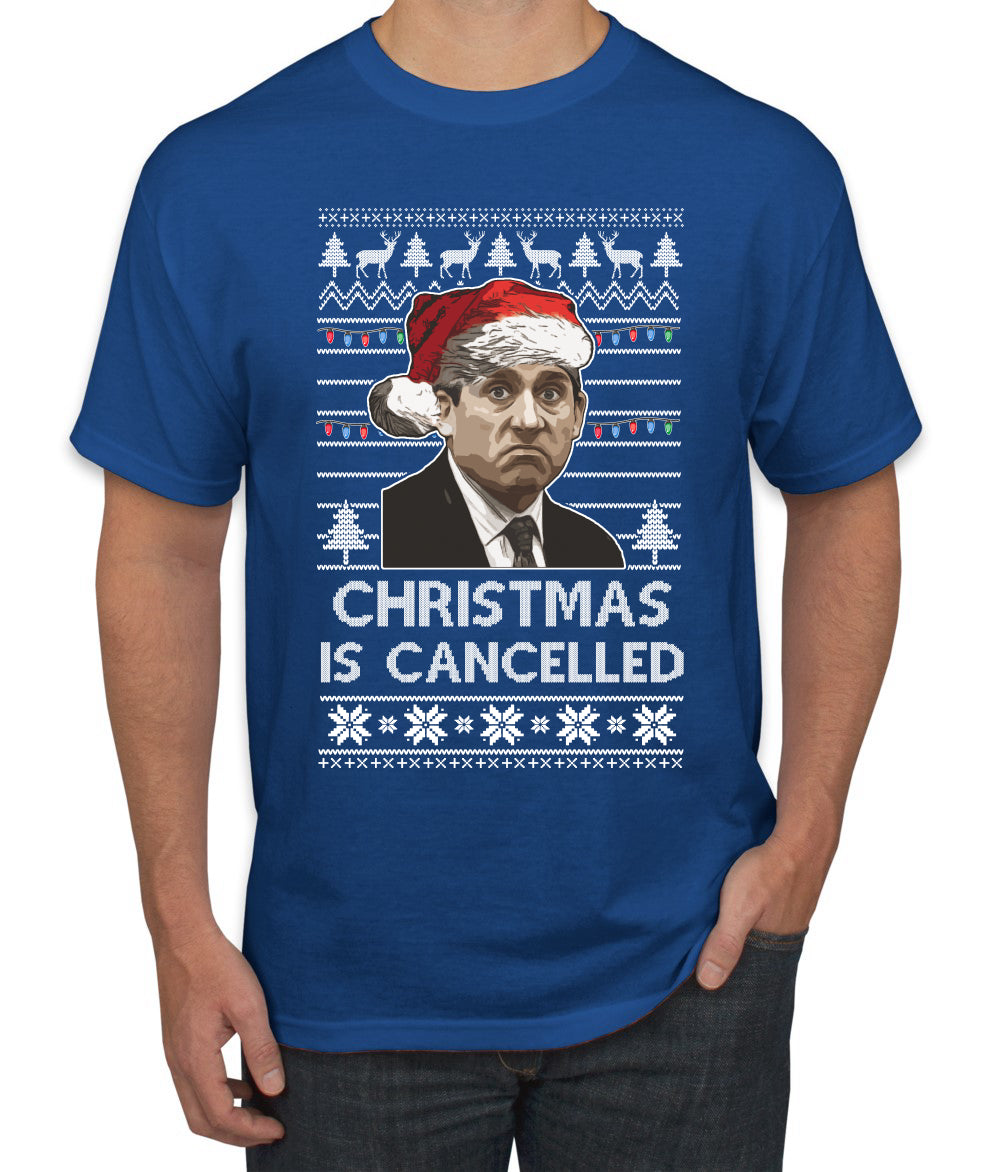Christmas Is Cancelled Michael Scott Office Ugly Christmas Sweater Men's Graphic T-Shirt