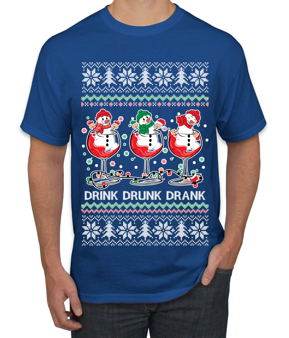 Holiday Spirits Drink Drank Drunk Snowmen Ugly Christmas Sweater Men's T-Shirt
