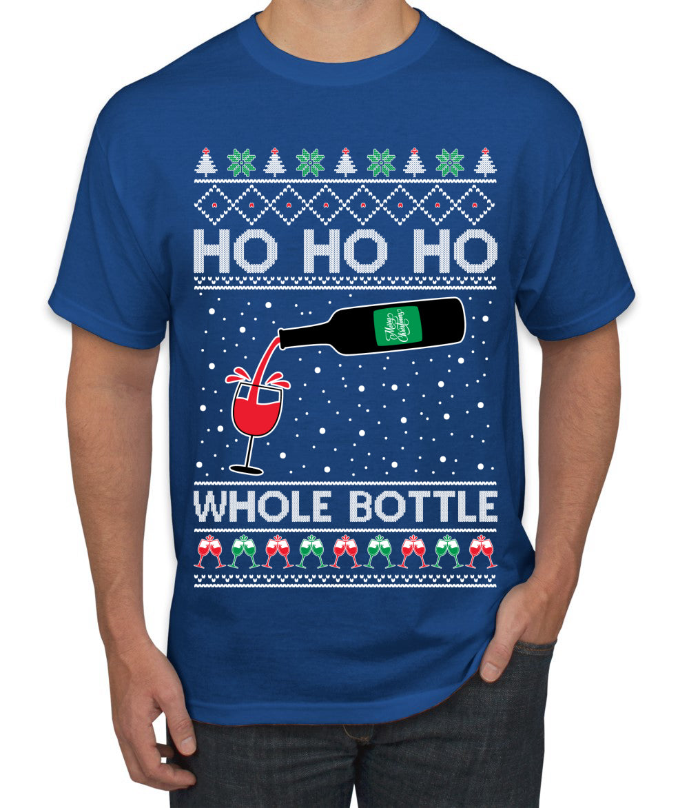 Ho Ho Ho Whole Bottle Wine Spirits Ugly Christmas Sweater Men's T-Shirt