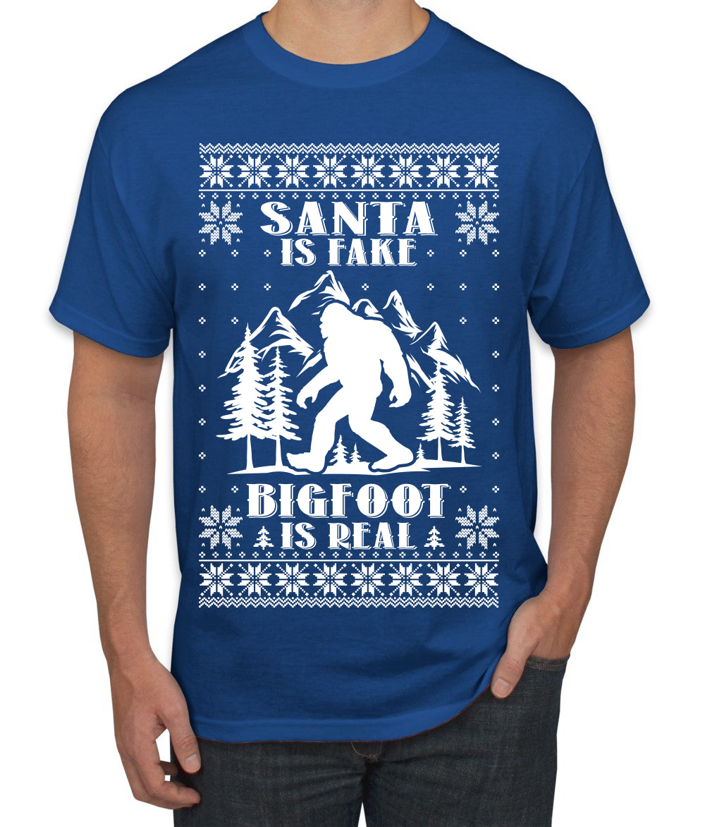 Santa Is Fake Bigfoot Is Real Ugly Christmas Sweater Men's T-Shirt
