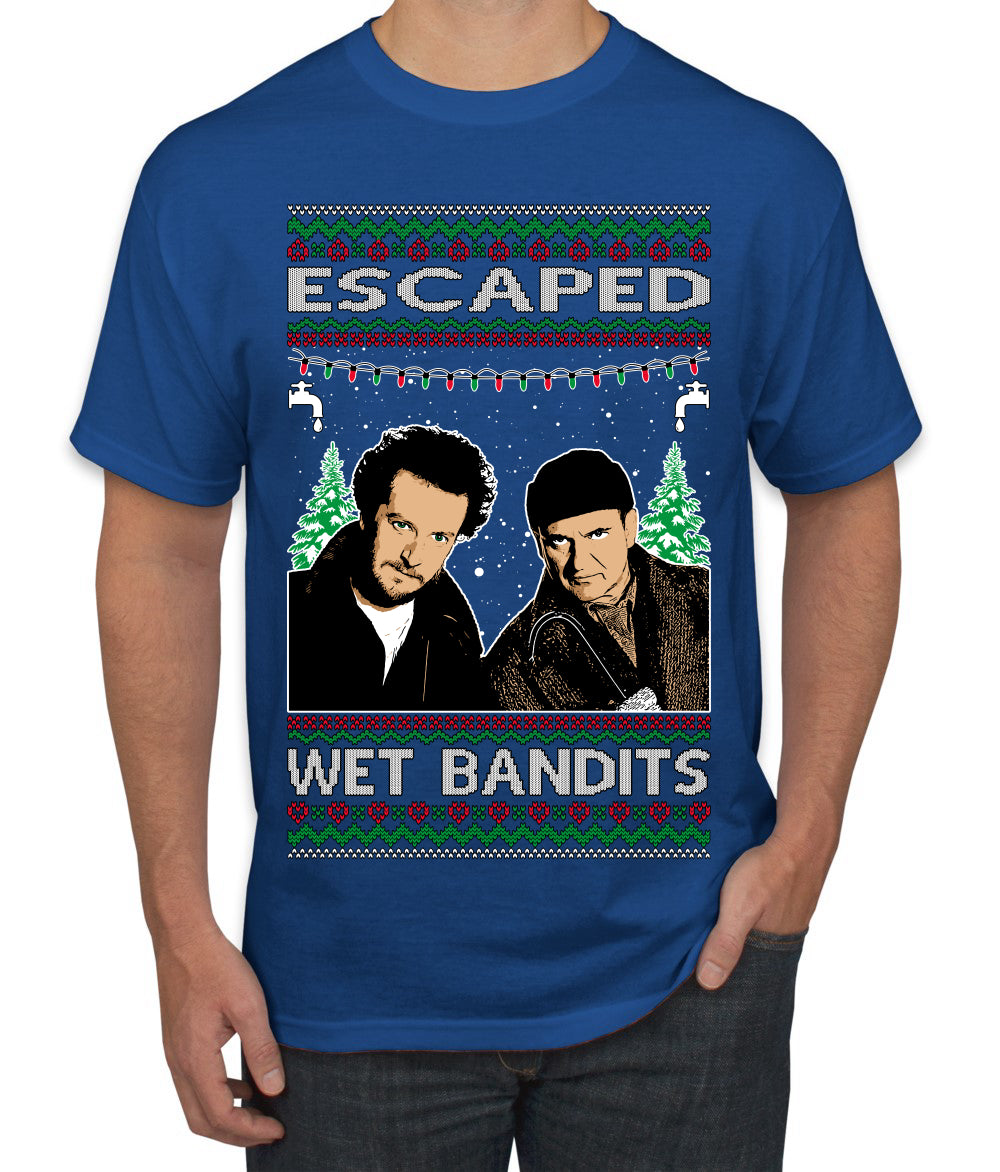 Escaped Bandits Classic Home Holiday Movie Ugly Christmas Sweater Men's T-Shirt