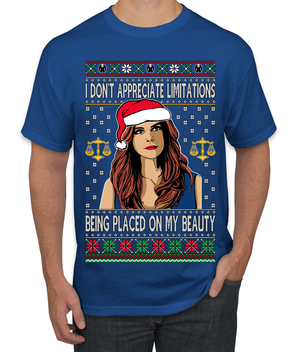 Don't Appreciate Limitations Being Placed Donna TV Show Parody Ugly Christmas Sweater Men's T-Shirt